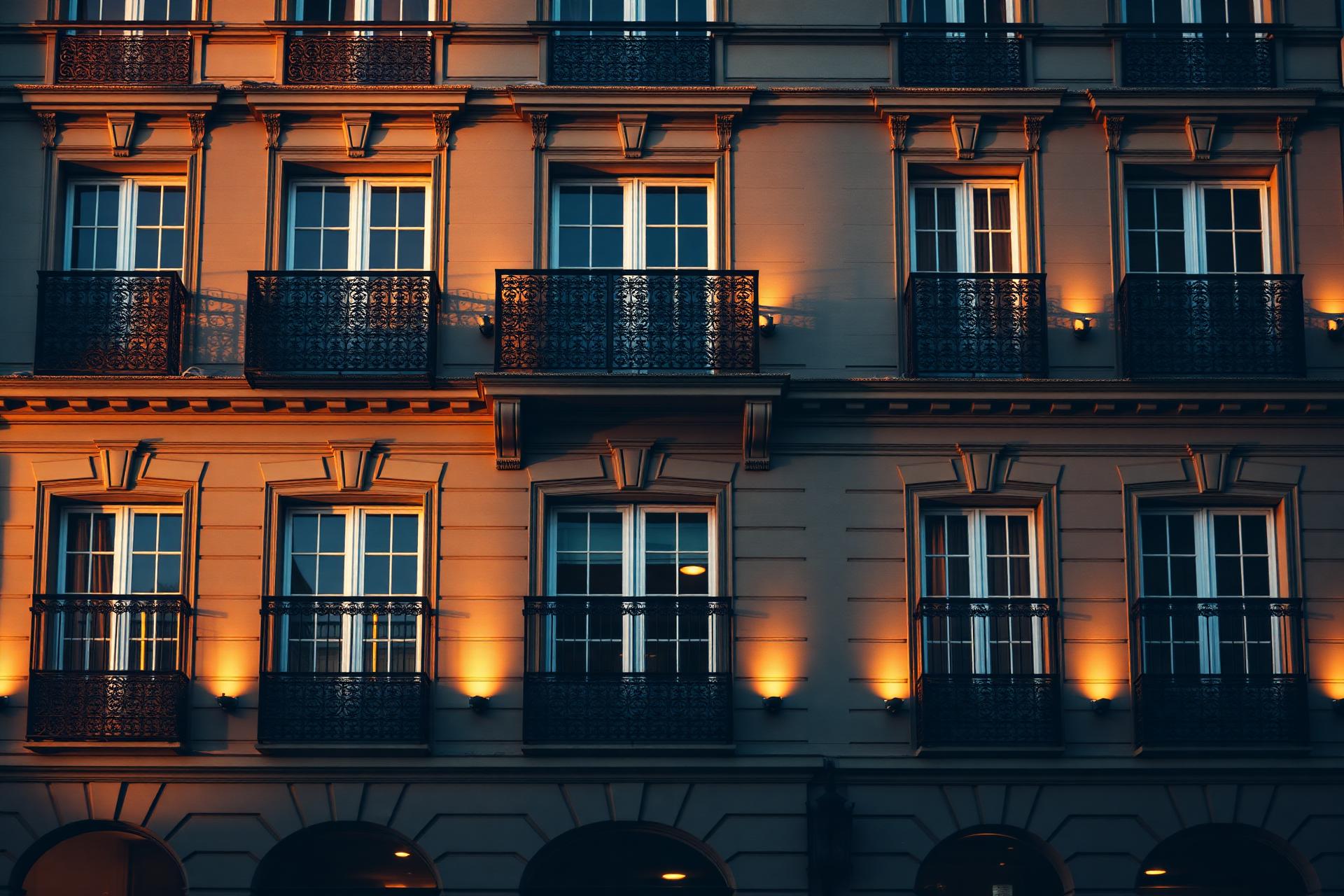 Façade haussmannienne éclairée — DIAG VERITAS diagnostics immobiliers